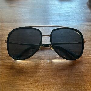 Quay Australia Black Aviator Sunglasses with Gold Accents